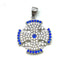 Sterling Silver Pave Stone Jerusalem Cross Pendant